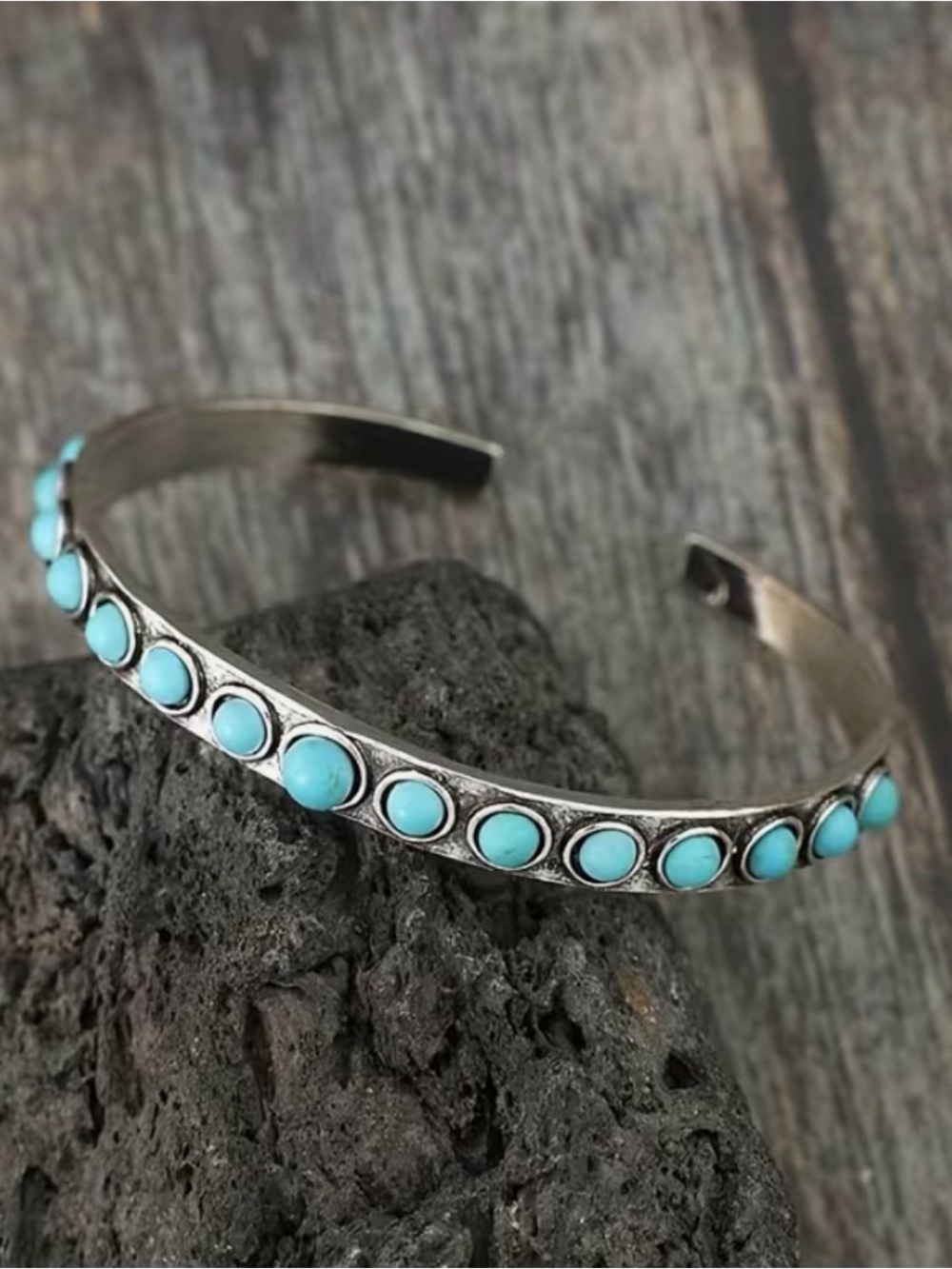 Turquoise Silver Cuff Bracelet - Picture 2 of 5